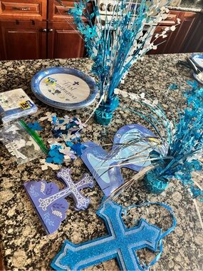 Blue First Communion Party Decoration Set